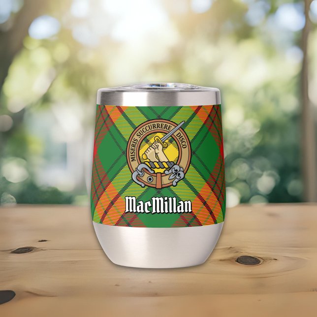 Clan MacMillan Crest over Tartan Thermal Wine Tumbler (Creator Uploaded)