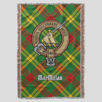 Clan MacMillan Crest over Tartan Throw Blanket