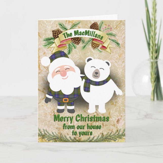 Clan MacMillan Hunting Tartan Plaid Christmas Holiday Card (Front)