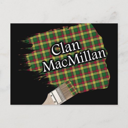 Clan MacMillan Scottish Tartan Paint Brush Postcard
