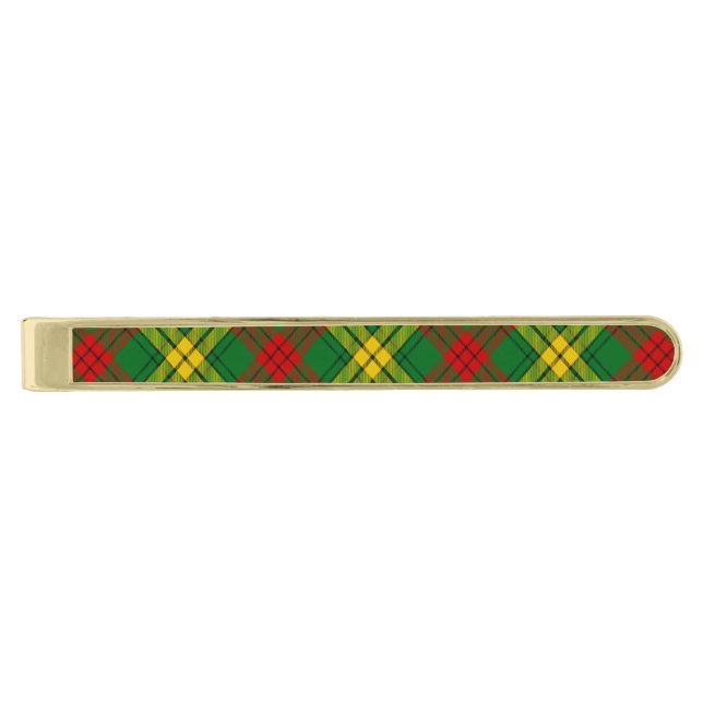 Clan MacMillan Tartan Gold Finish Tie Bar (Front)