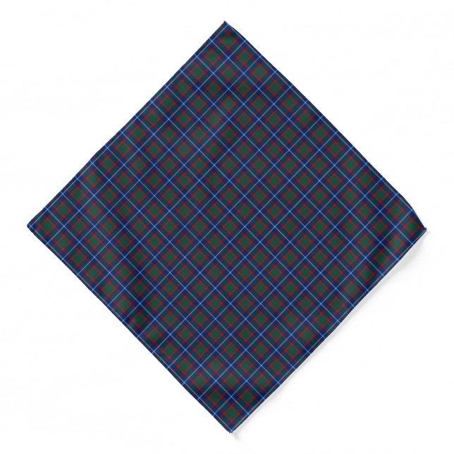 Clan MacNab Tartan Bright Blue and Red Plaid Bandana (Front)