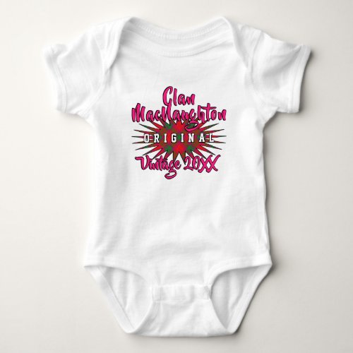 Clan MacNaughton Tartan Burst Vintage Birthyear Baby Bodysuit