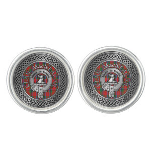 Clan MacNeacail MacNicol Crest & Tartan Knot Cufflinks