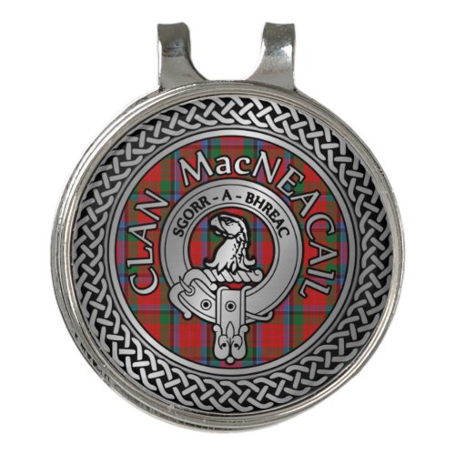 Clan MacNeacail  MacNicol Crest  Tartan Knot Golf Hat Clip