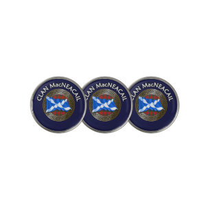 Clan MacNeacail Tartan Knot & Flag Golf Ball Marker