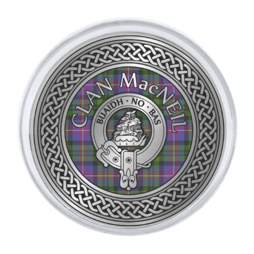 Clan MacNeil Crest  Tartan Knot Silver Finish Lapel Pin