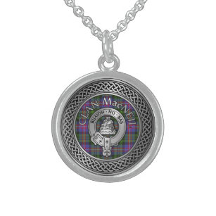 Clan MacNeil Crest & Tartan Knot Sterling Silver Necklace