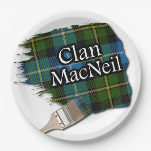 Clan MacNeil Scottish Tartan Paint Brush Paper Plates