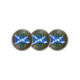 Clan MacNeil Tartan Knot & Flag Golf Ball Marker