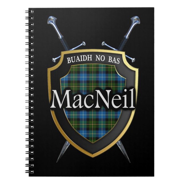 Clan MacNeil Tartan Shield & Swords Notebook (Front)