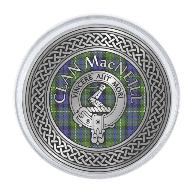 Clan MacNeill of Gigha Tartan Silver Finish Lapel Pin (Front)