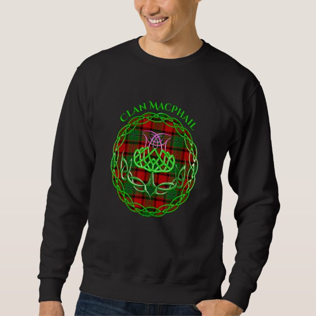 Clan Macphail Scottish Tartan Celtic Thistle Sweatshirt (Front)