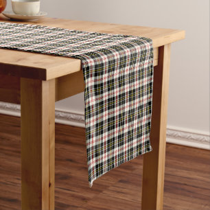 Clan MacPherson Black and White Scottish Tartan Short Table Runner