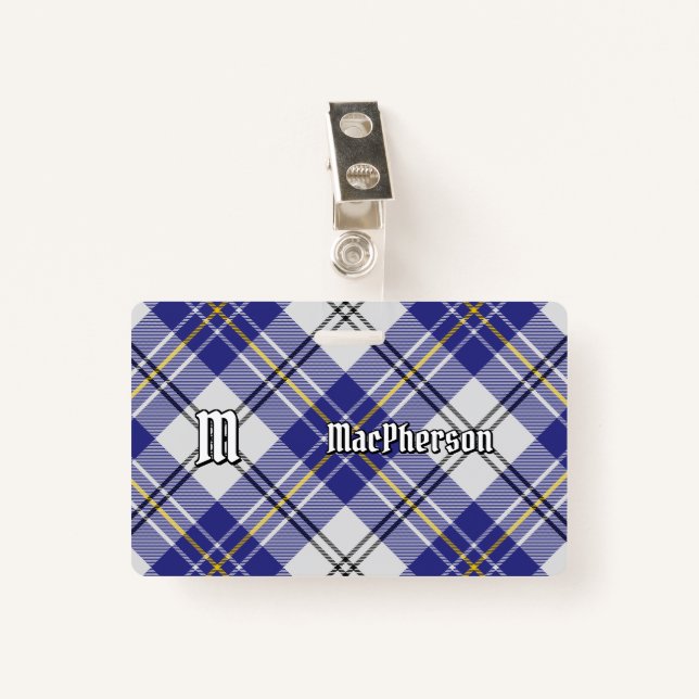 Clan MacPherson Blue Dress Tartan Badge (Front with Clip)