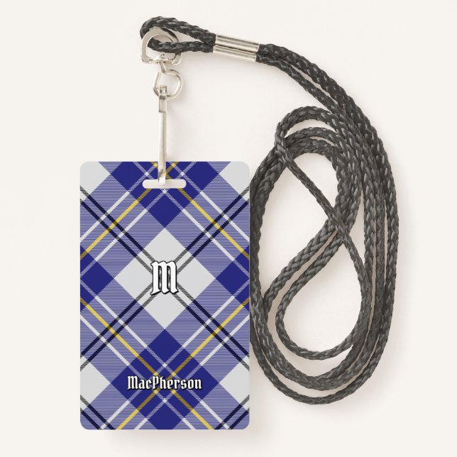 Clan MacPherson Blue Dress Tartan Badge (Front with Lanyard)