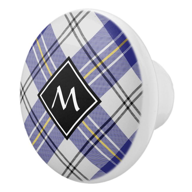 Clan MacPherson Blue Dress Tartan Ceramic Knob (Right)