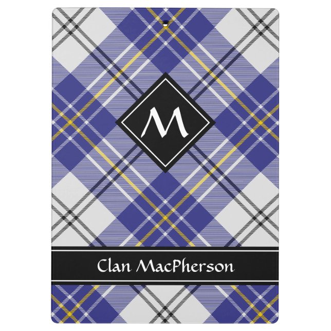 Clan MacPherson Blue Dress Tartan Clipboard (Back)