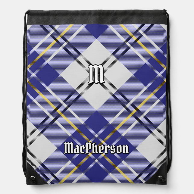 Clan MacPherson Blue Dress Tartan Drawstring Bag (Front)