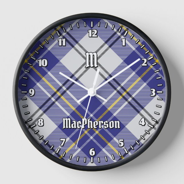 Clan MacPherson Blue Dress Tartan Large Clock (Front)