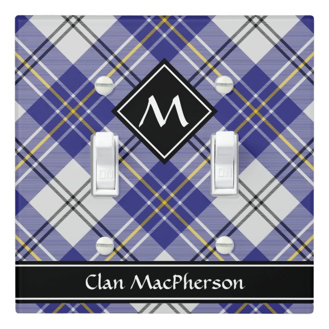 Clan MacPherson Blue Dress Tartan Light Switch Cover (In Situ)