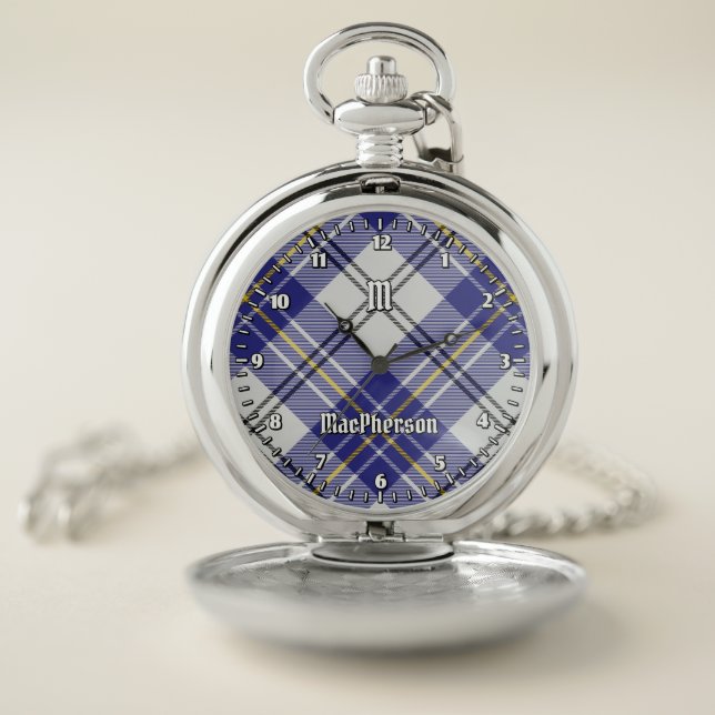 Clan MacPherson Blue Dress Tartan Pocket Watch (Inside)