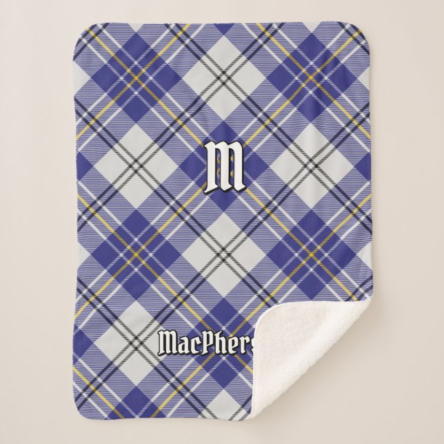 Clan MacPherson Blue Dress Tartan Sherpa Blanket (Front)