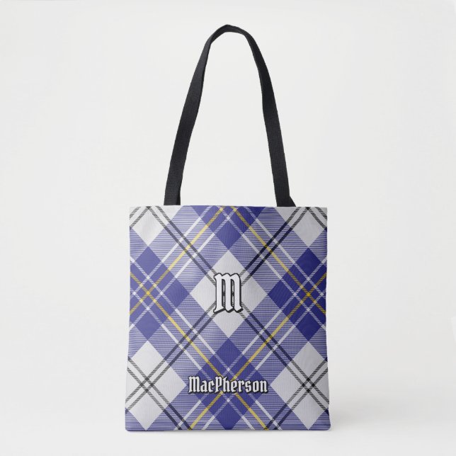 Clan MacPherson Blue Dress Tartan Tote Bag (Front)