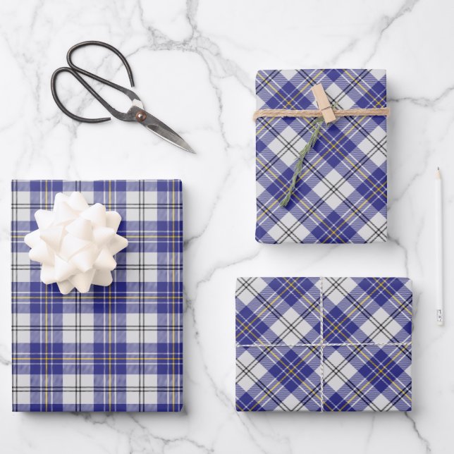 Clan MacPherson Blue Dress Tartan Wrapping Paper Sheets (Front)