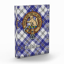 Clan MacPherson Crest over Blue Dress Tartan Acrylic Award