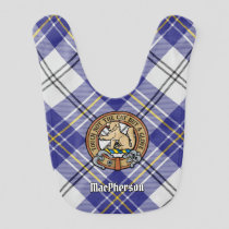 Clan MacPherson Crest over Blue Dress Tartan Baby Bib