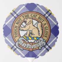 Clan MacPherson Crest over Blue Dress Tartan Balloon