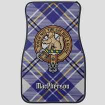 Clan MacPherson Crest over Blue Dress Tartan Car Floor Mat