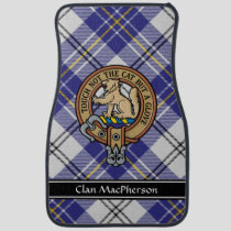 Clan MacPherson Crest over Blue Dress Tartan Car Floor Mat