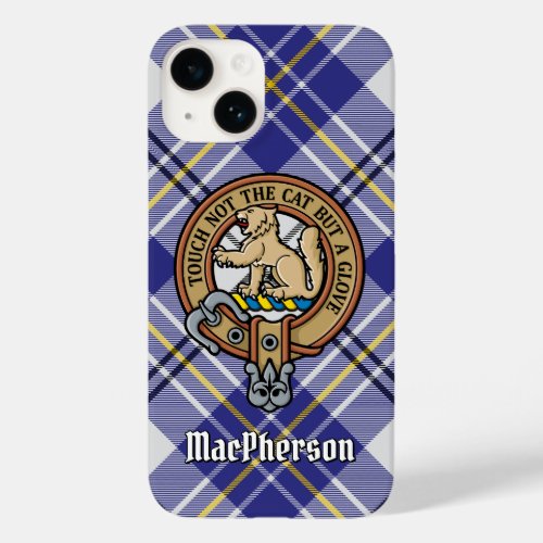 Clan MacPherson Crest over Blue Dress Tartan Case_Mate iPhone 14 Case