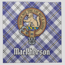 Clan MacPherson Crest over Blue Dress Tartan Cloth Napkin