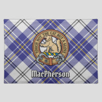 Clan MacPherson Crest over Blue Dress Tartan Cloth Placemat