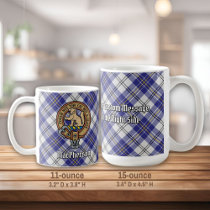 Clan MacPherson Crest over Blue Dress Tartan Coffee Mug