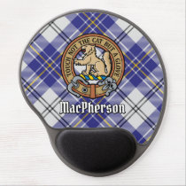 Clan MacPherson Crest over Blue Dress Tartan Gel Mouse Pad