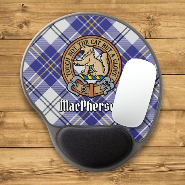 Clan MacPherson Crest over Blue Dress Tartan Gel Mouse Pad (Creator Uploaded)