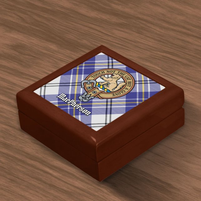 Clan MacPherson Crest over Blue Dress Tartan Gift Box (Creator Uploaded)