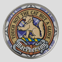 Clan MacPherson Crest over Blue Dress Tartan Golf Ball Marker