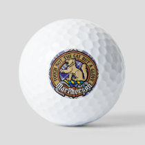 Clan MacPherson Crest over Blue Dress Tartan Golf Balls