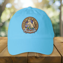 Clan MacPherson Crest over Blue Dress Tartan Hat