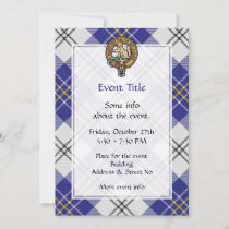Clan MacPherson Crest over Blue Dress Tartan Invitation