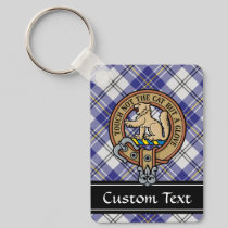 Clan MacPherson Crest over Blue Dress Tartan Keychain