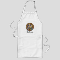 Clan MacPherson Crest over Blue Dress Tartan Long Apron