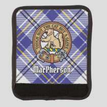Clan MacPherson Crest over Blue Dress Tartan Luggage Handle Wrap