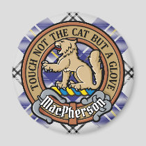 Clan MacPherson Crest over Blue Dress Tartan Magnet