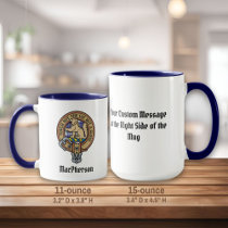 Clan MacPherson Crest over Blue Dress Tartan Mug